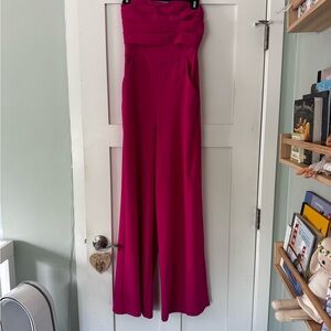 Express Strapless Wide-Leg Jumpsuit - Fuchsia